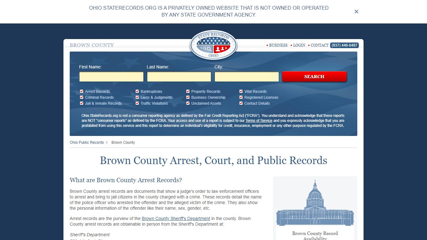 Brown County Arrest, Court, and Public Records